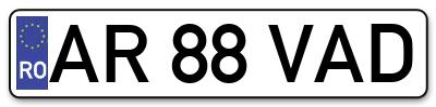 Placuta inmatriculare numar auto  AR-88-VAD, AR 88 VAD, AR88VAD