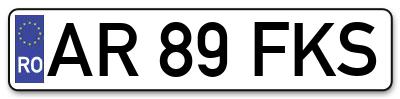 Placuta inmatriculare numar auto  AR-89-FKS, AR 89 FKS, AR89FKS