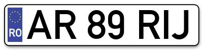 Placuta inmatriculare numar auto  AR-89-RIJ, AR 89 RIJ, AR89RIJ