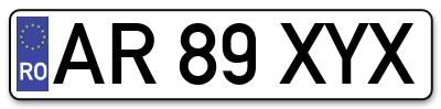 Placuta inmatriculare numar auto  AR-89-XYX, AR 89 XYX, AR89XYX