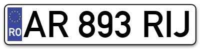 Placuta inmatriculare numar auto  AR-893-RIJ, AR 893 RIJ, AR893RIJ