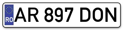 Placuta inmatriculare numar auto  AR-897-DON, AR 897 DON, AR897DON