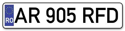 Placuta inmatriculare numar auto  AR-905-RFD, AR 905 RFD, AR905RFD