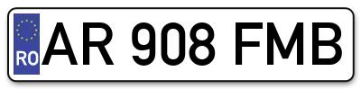 Placuta inmatriculare numar auto  AR-908-FMB, AR 908 FMB, AR908FMB