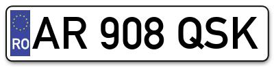 Placuta inmatriculare numar auto  AR-908-QSK, AR 908 QSK, AR908QSK