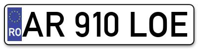 Placuta inmatriculare numar auto  AR-910-LOE, AR 910 LOE, AR910LOE