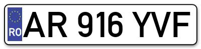 Placuta inmatriculare numar auto  AR-916-YVF, AR 916 YVF, AR916YVF