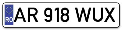 Placuta inmatriculare numar auto  AR-918-WUX, AR 918 WUX, AR918WUX
