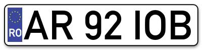 Placuta inmatriculare numar auto  AR-92-IOB, AR 92 IOB, AR92IOB
