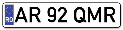 Placuta inmatriculare numar auto  AR-92-QMR, AR 92 QMR, AR92QMR