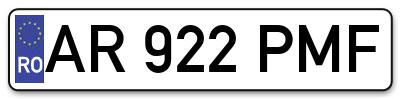 Placuta inmatriculare numar auto  AR-922-PMF, AR 922 PMF, AR922PMF