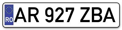 Placuta inmatriculare numar auto  AR-927-ZBA, AR 927 ZBA, AR927ZBA