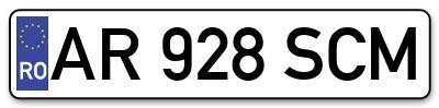 Placuta inmatriculare numar auto  AR-928-SCM, AR 928 SCM, AR928SCM