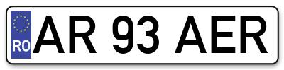 Placuta inmatriculare numar auto  AR-93-AER, AR 93 AER, AR93AER