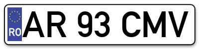Placuta inmatriculare numar auto  AR-93-CMV, AR 93 CMV, AR93CMV