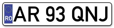 Placuta inmatriculare numar auto  AR-93-QNJ, AR 93 QNJ, AR93QNJ