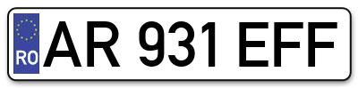 Placuta inmatriculare numar auto  AR-931-EFF, AR 931 EFF, AR931EFF