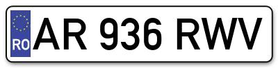 Placuta inmatriculare numar auto  AR-936-RWV, AR 936 RWV, AR936RWV