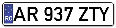 Placuta inmatriculare numar auto  AR-937-ZTY, AR 937 ZTY, AR937ZTY