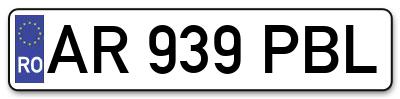 Placuta inmatriculare numar auto  AR-939-PBL, AR 939 PBL, AR939PBL
