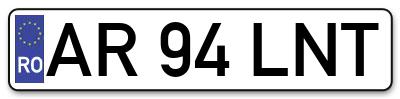 Placuta inmatriculare numar auto  AR-94-LNT, AR 94 LNT, AR94LNT