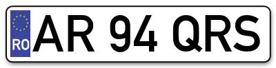 Placuta inmatriculare numar auto  AR-94-QRS, AR 94 QRS, AR94QRS