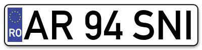 Placuta inmatriculare numar auto  AR-94-SNI, AR 94 SNI, AR94SNI