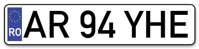 Placuta inmatriculare numar auto  AR-94-YHE, AR 94 YHE, AR94YHE