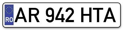 Placuta inmatriculare numar auto  AR-942-HTA, AR 942 HTA, AR942HTA