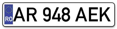 Placuta inmatriculare numar auto  AR-948-AEK, AR 948 AEK, AR948AEK