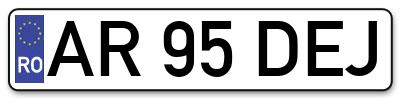 Placuta inmatriculare numar auto  AR-95-DEJ, AR 95 DEJ, AR95DEJ