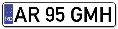Placuta inmatriculare numar auto  AR-95-GMH, AR 95 GMH, AR95GMH
