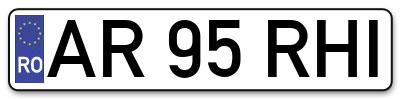 Placuta inmatriculare numar auto  AR-95-RHI, AR 95 RHI, AR95RHI