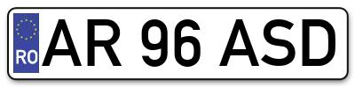 Placuta inmatriculare numar auto  AR-96-ASD, AR 96 ASD, AR96ASD