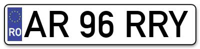 Placuta inmatriculare numar auto  AR-96-RRY, AR 96 RRY, AR96RRY