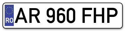 Placuta inmatriculare numar auto  AR-960-FHP, AR 960 FHP, AR960FHP