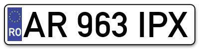 Placuta inmatriculare numar auto  AR-963-IPX, AR 963 IPX, AR963IPX