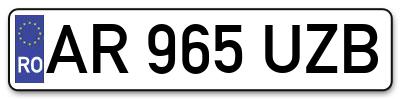 Placuta inmatriculare numar auto  AR-965-UZB, AR 965 UZB, AR965UZB