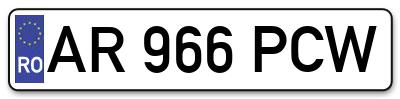Placuta inmatriculare numar auto  AR-966-PCW, AR 966 PCW, AR966PCW