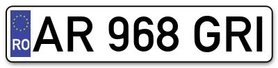 Placuta inmatriculare numar auto  AR-968-GRI, AR 968 GRI, AR968GRI