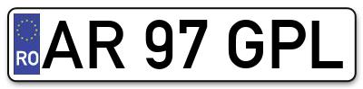 Placuta inmatriculare numar auto  AR-97-GPL, AR 97 GPL, AR97GPL