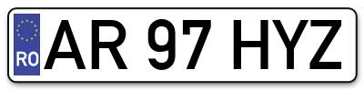 Placuta inmatriculare numar auto  AR-97-HYZ, AR 97 HYZ, AR97HYZ