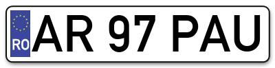 Placuta inmatriculare numar auto  AR-97-PAU, AR 97 PAU, AR97PAU
