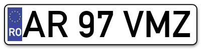 Placuta inmatriculare numar auto  AR-97-VMZ, AR 97 VMZ, AR97VMZ