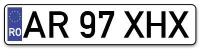 Placuta inmatriculare numar auto  AR-97-XHX, AR 97 XHX, AR97XHX