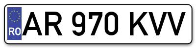 Placuta inmatriculare numar auto  AR-970-KVV, AR 970 KVV, AR970KVV