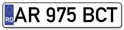 Placuta inmatriculare numar auto  AR-975-BCT, AR 975 BCT, AR975BCT