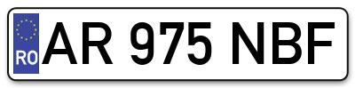 Placuta inmatriculare numar auto  AR-975-NBF, AR 975 NBF, AR975NBF