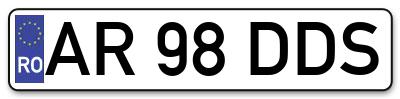 Placuta inmatriculare numar auto  AR-98-DDS, AR 98 DDS, AR98DDS