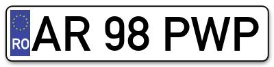 Placuta inmatriculare numar auto  AR-98-PWP, AR 98 PWP, AR98PWP